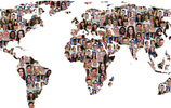 Die Weltkarte zusammengesetzt aus zahlreichen Social-Media-Profilbildern. (Bild: Markus Mainka / Fotolia)